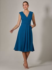 Jolie Moi Blue Sleeveless Tie Waist Midi Dress - Image 5 of 6