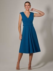 Jolie Moi Blue Sleeveless Tie Waist Midi Dress - Image 6 of 6