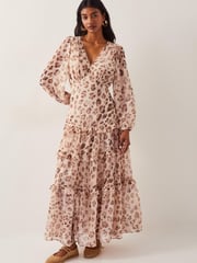 Monsoon Brown Leona Leopard Print Maxi Dress - Image 1 of 5