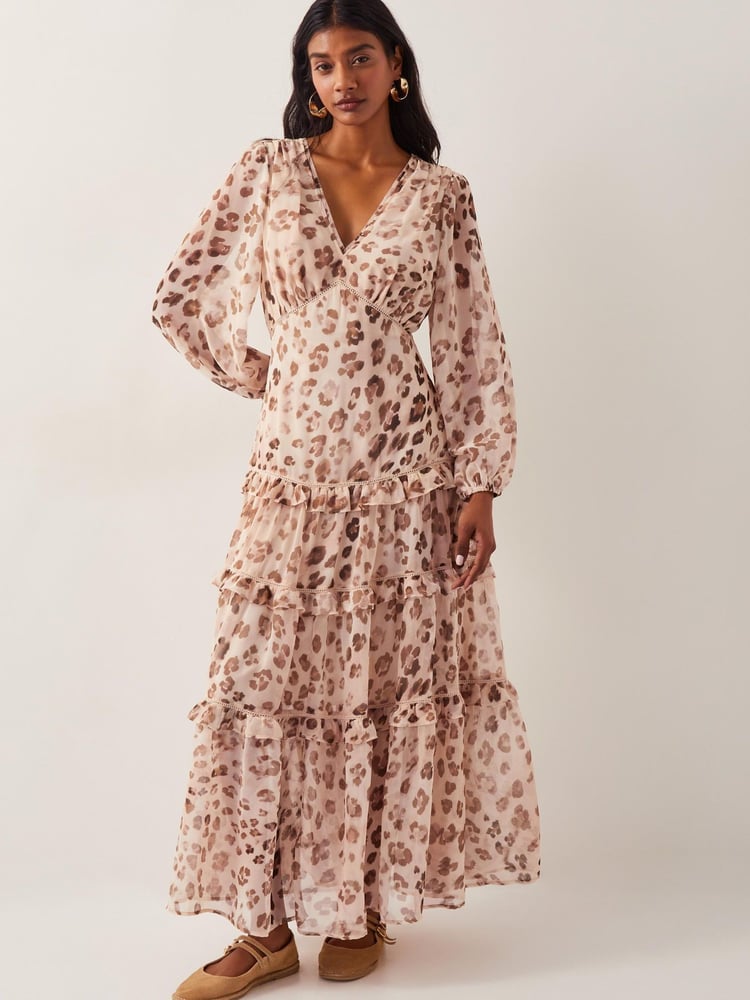Monsoon Brown Leona Leopard Print Maxi Dress - Image 1 of 5