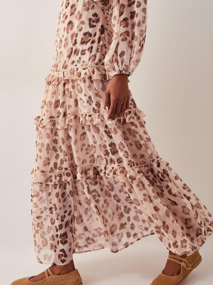 Monsoon Brown Leona Leopard Print Maxi Dress - Image 2 of 5