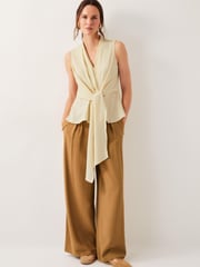 Monsoon Natural Jasmine Tie-Front Tank Top - Image 2 of 4