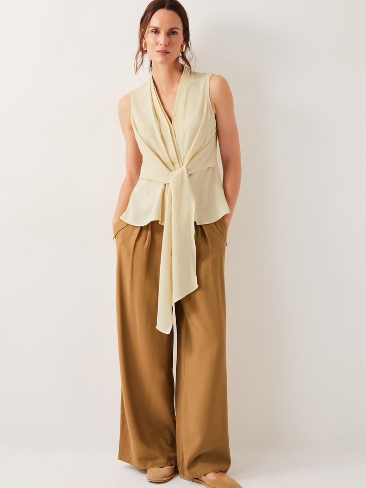 Monsoon Natural Jasmine Tie-Front Tank Top - Image 2 of 4