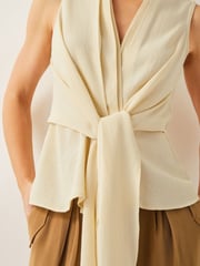 Monsoon Natural Jasmine Tie-Front Tank Top - Image 4 of 4