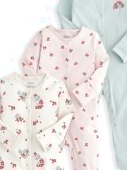 Mamas & Papas Pink Dino Prints Sleepsuits 3 Pack - Image 2 of 8