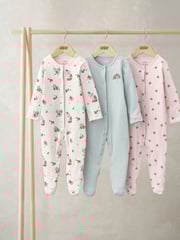Mamas & Papas Pink Dino Prints Sleepsuits 3 Pack - Image 3 of 8