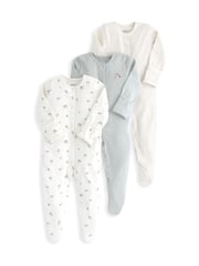 Mamas & Papas Grey Mushroom Prints 100% Cotton Sleepsuits 3 Pack - Image 1 of 2
