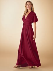Burgundy Red Jersey Multiway Bridesmaid Wedding Maxi Dress - Image 1 of 7