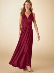 Burgundy Red Jersey Multiway Bridesmaid Wedding Maxi Dress - Image 2 of 7