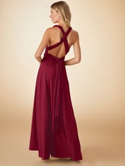 Burgundy Red Jersey Multiway Bridesmaid Wedding Maxi Dress - Image 3 of 7