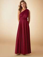 Burgundy Red Jersey Multiway Bridesmaid Wedding Maxi Dress - Image 4 of 7