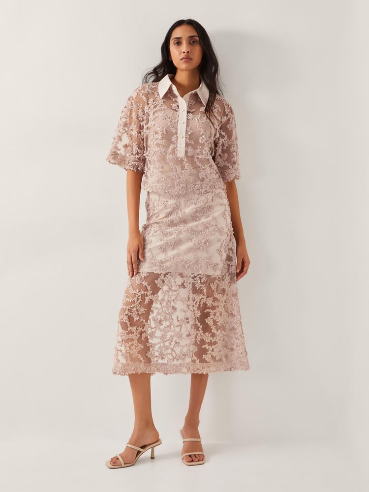 Monsoon Nude Alanna Sheer Appliqué Shirt - Image 1 of 5