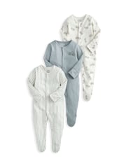 Mamas & Papas 100% Cotton Bicycle Print Sleepsuits 3 Pack - Image 2 of 3