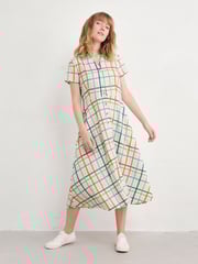 Seasalt Cornwall Cream Petite Belle Fit-and-flare Midi 100% Cotton Dress - Image 1 of 5