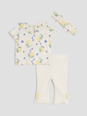 River Island Brown Baby Girls Beige Lemon Kickflare Tops & Leggings Set 3 Pack - Image 3 of 5
