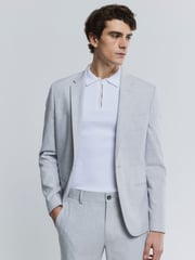 River Island Grey Skinny Textured Suit Jacket - Image 1 of 4