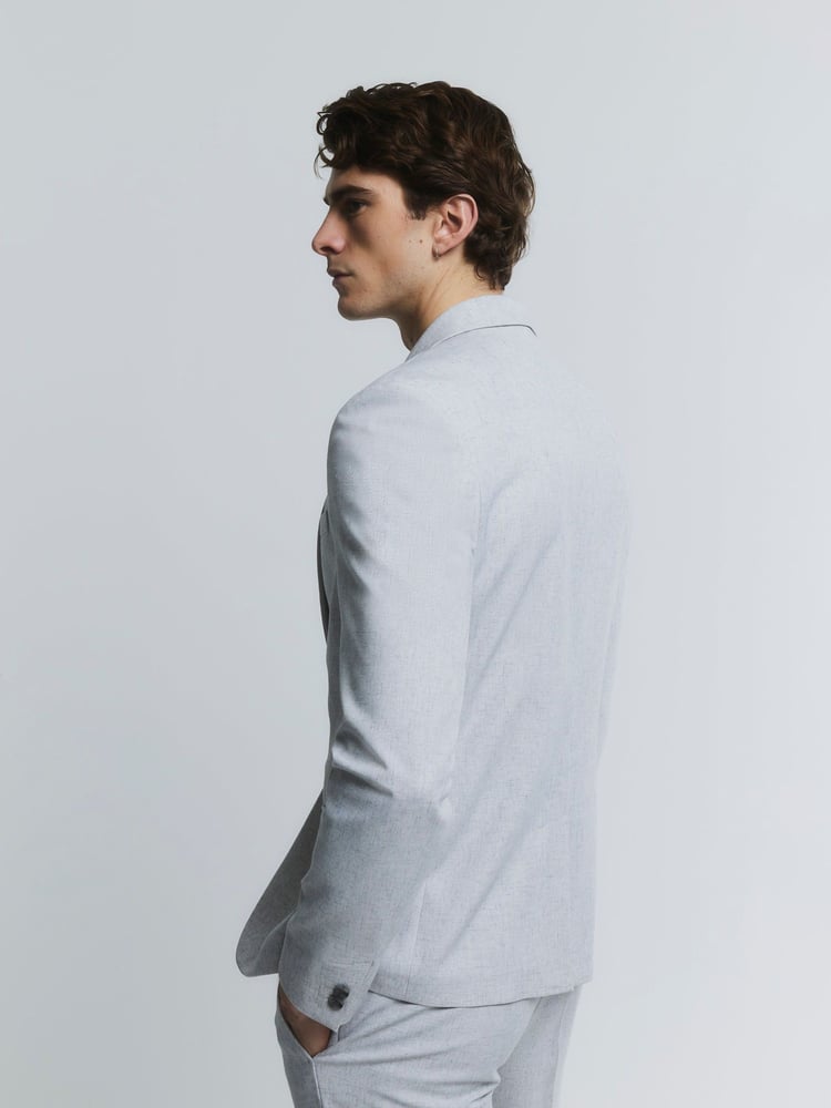 River Island Grey Skinny Textured Suit Jacket - Image 2 of 4