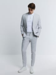 River Island Grey Skinny Textured Suit Jacket - Image 3 of 4