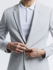 River Island Grey Skinny Textured Suit Jacket - Image 4 of 4