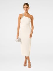 Forever New White Irene Petite Embellished Asymmetrical Bodycon Dress - Image 1 of 5