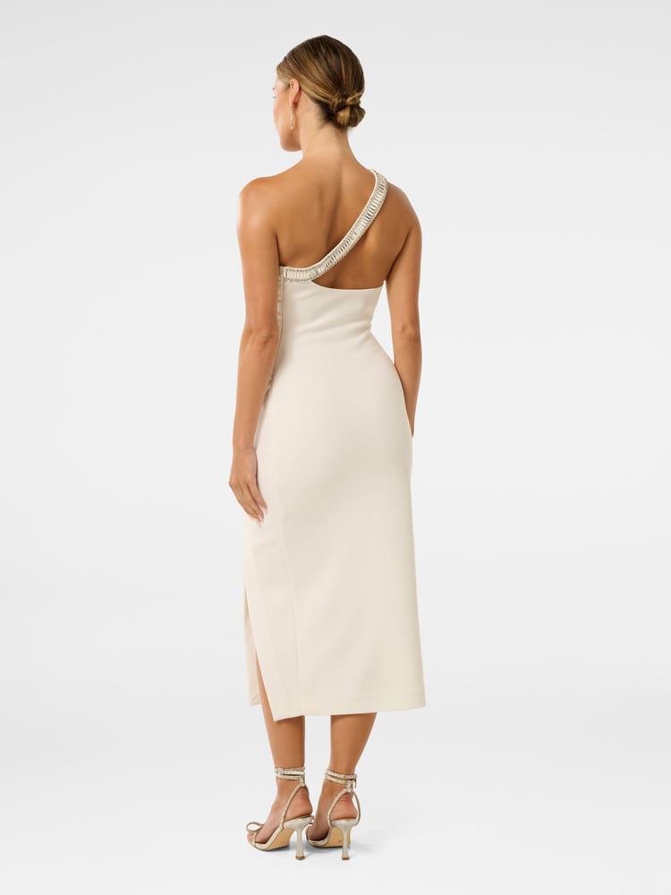 Forever New White Irene Petite Embellished Asymmetrical Bodycon Dress - Image 2 of 5
