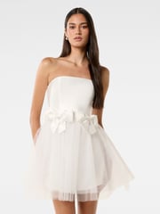 Forever New White Camelia Strapless Tulle Skirt Mini Dress - Image 1 of 5
