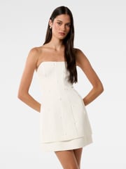 Forever New White Aurelie Strapless Bow Mini Dress - Image 1 of 5