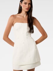 Forever New White Aurelie Strapless Bow Mini Dress - Image 3 of 5