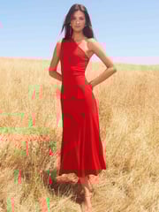 Forever New Red London One Shoulder Midi Dress - Image 1 of 5