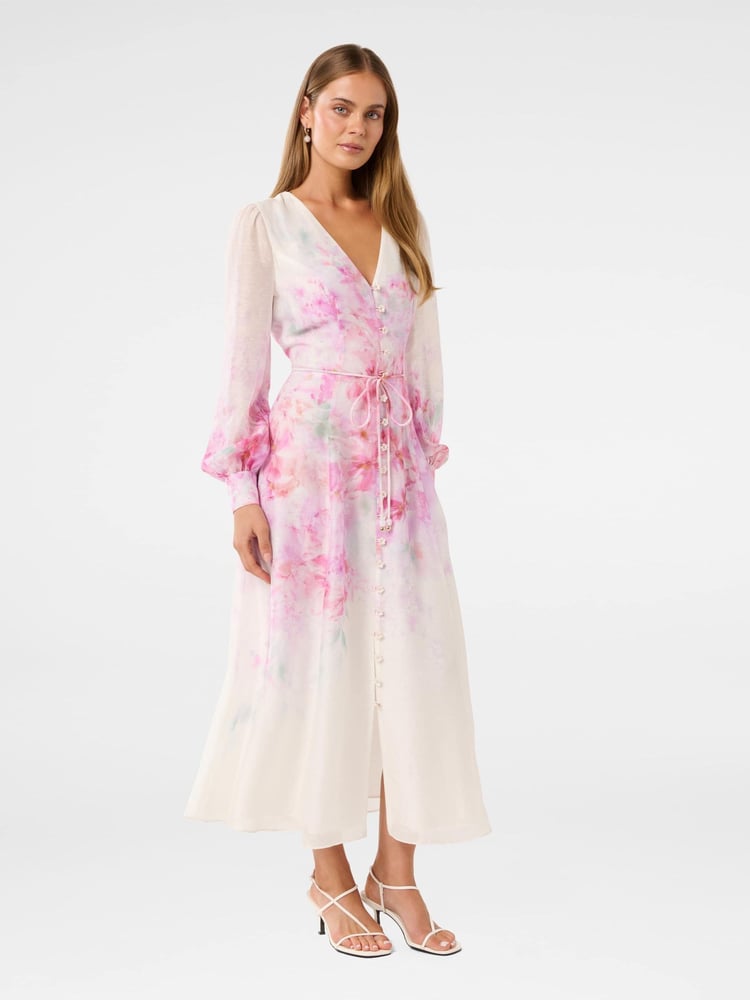 Forever New Pink Kahlani Printed Midi Dress - Image 4 of 4