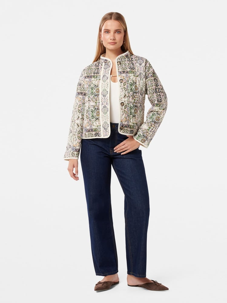 Forever New Green Astrid Quilted Liner 100% Cotton Jacket - Image 5 of 5