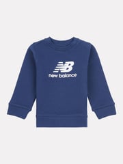 New Balance Blue Kids 100% Cotton French Terry Stacked Logo Crew Sweat Top - Image 1 of 3