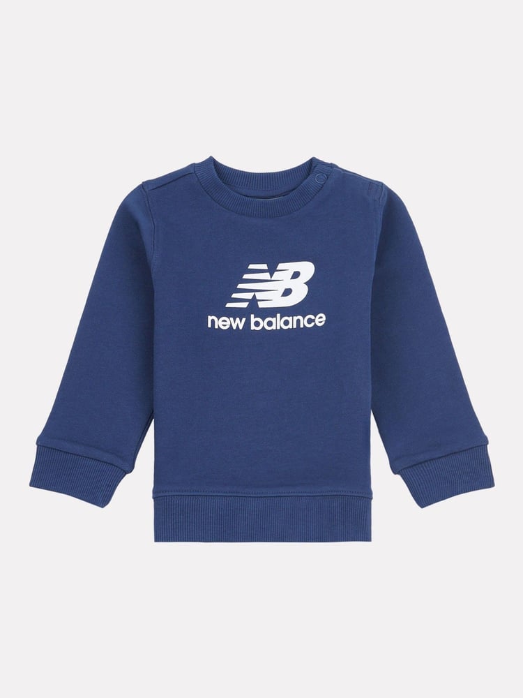 New Balance Blue Kids 100% Cotton French Terry Stacked Logo Crew Sweat Top - Image 1 of 3