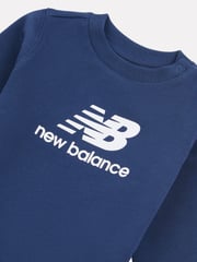 New Balance Blue Kids 100% Cotton French Terry Stacked Logo Crew Sweat Top - Image 3 of 3