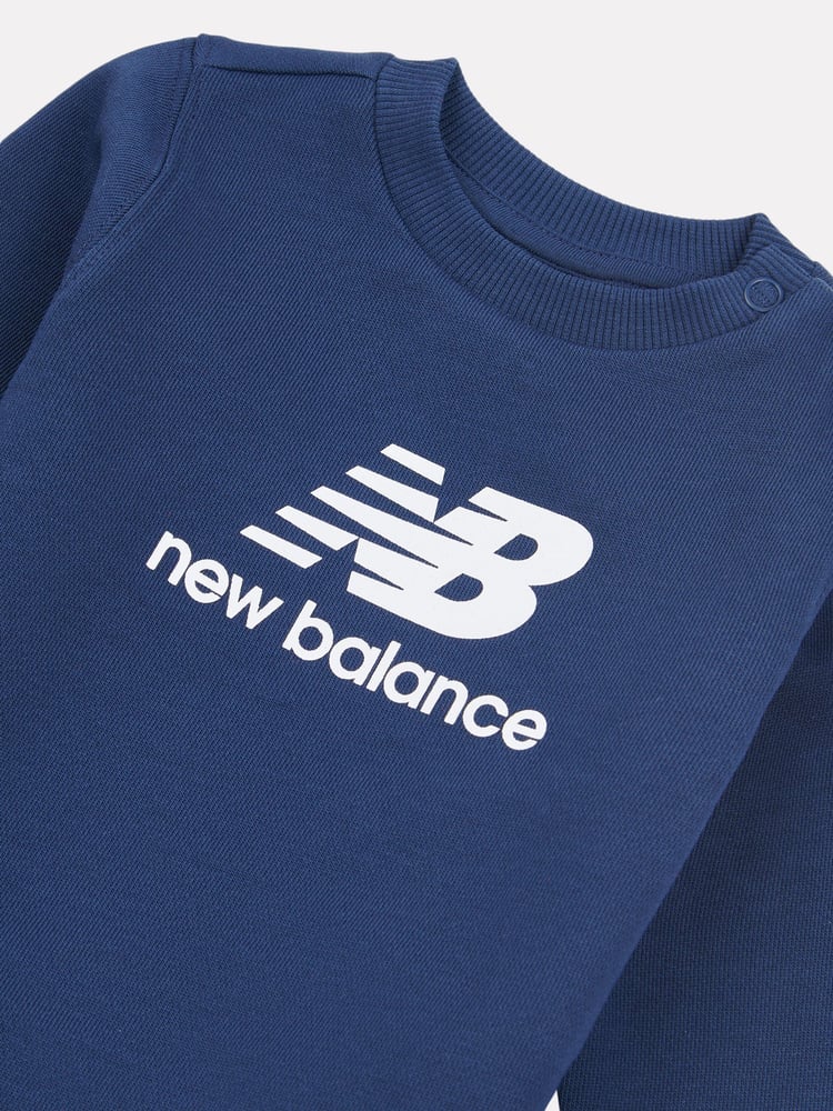 New Balance Blue Kids 100% Cotton French Terry Stacked Logo Crew Sweat Top - Image 3 of 3