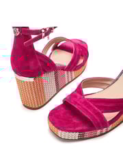 Moda in Pelle Pink May Strappy Wedge Sandals - Image 4 of 4