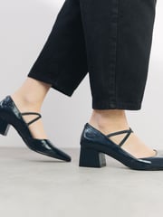 Moda in Pelle Garlande Elastic Cross Strap Block Heel Shoes - Image 1 of 5