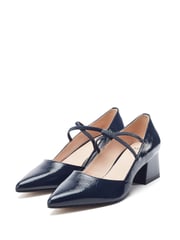 Moda in Pelle Garlande Elastic Cross Strap Block Heel Shoes - Image 3 of 5