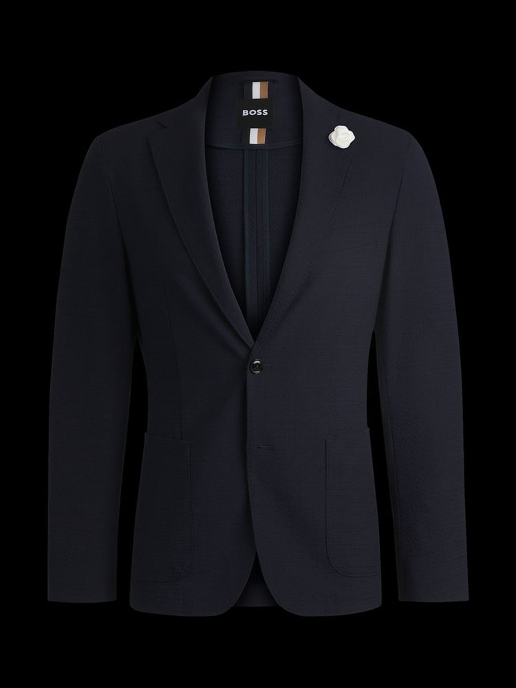BOSS Blue Hanry Slim-Fit Tailored Suit Jacket - Image 7 of 7 BOSS Blue Hanry Slim-Fit Tailored Suit Jacket - Image 7 of 7