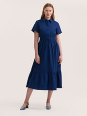 Finery Blue Penny Cotton Midi Shirt Dress - Image 1 of 4
