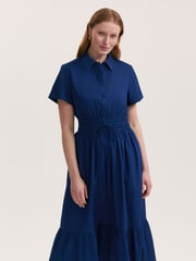 Finery Blue Penny Cotton Midi Shirt Dress - Image 3 of 4