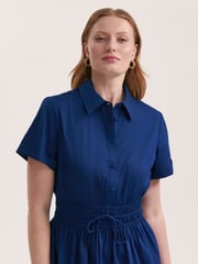 Finery Blue Penny Cotton Midi Shirt Dress - Image 4 of 4