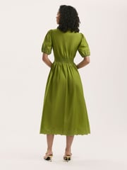 Finery Green Arianna Embroidered Cotton Midi Dress - Image 2 of 4