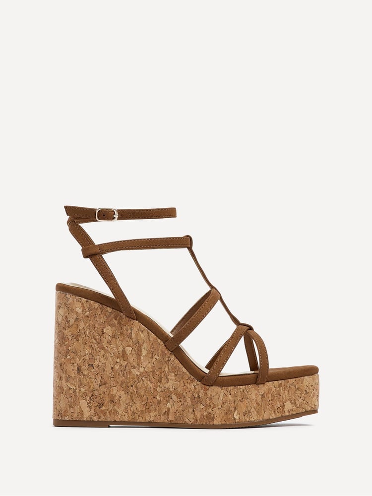 Linzi Brown Barbados Strappy High Cork Wedges - Image 2 of 5