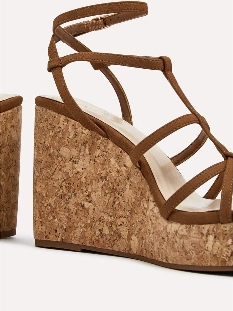 Linzi Brown Barbados Strappy High Cork Wedges - Image 5 of 5