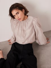 Mint Velvet Cream Sheer Puff Sleeve Blouse - Image 1 of 8