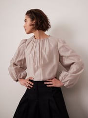 Mint Velvet Cream Sheer Puff Sleeve Blouse - Image 2 of 8