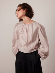 Mint Velvet Cream Sheer Puff Sleeve Blouse - Image 6 of 8