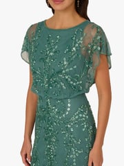 Adrianna Papell Green Beaded Blouson Long Dress - Image 4 of 6