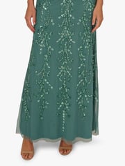 Adrianna Papell Green Beaded Blouson Long Dress - Image 5 of 6